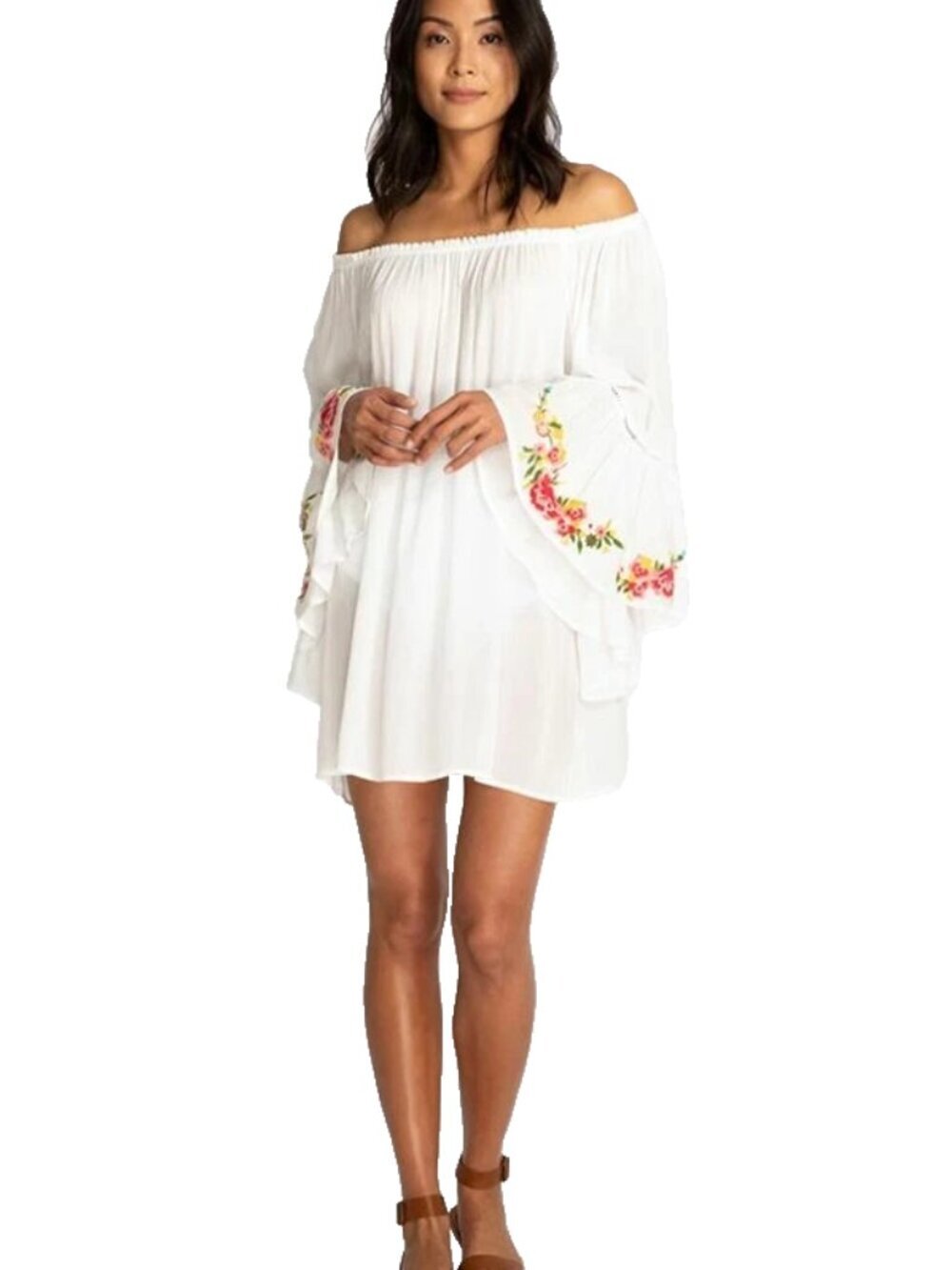 Johnny Was Casey Embroidered Artsy Boho Flowy Tunic Top Short Dress Size S